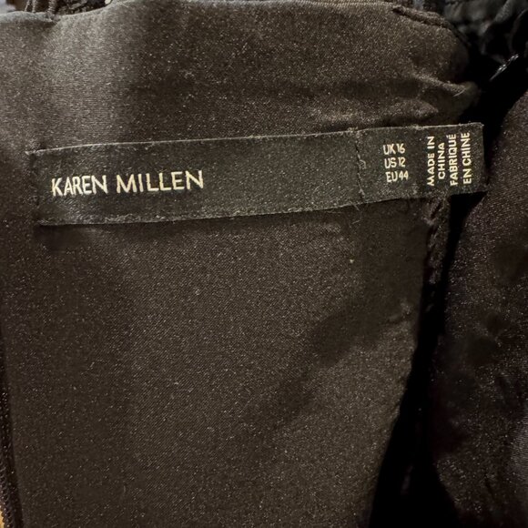 Karen Millen Collared Lace Little Black Dress Women's Size 12 - Picture 7 of 8